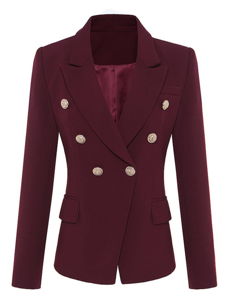 PENELOPE Double-Breasted Blazer in Burgundy – ZCRAVE