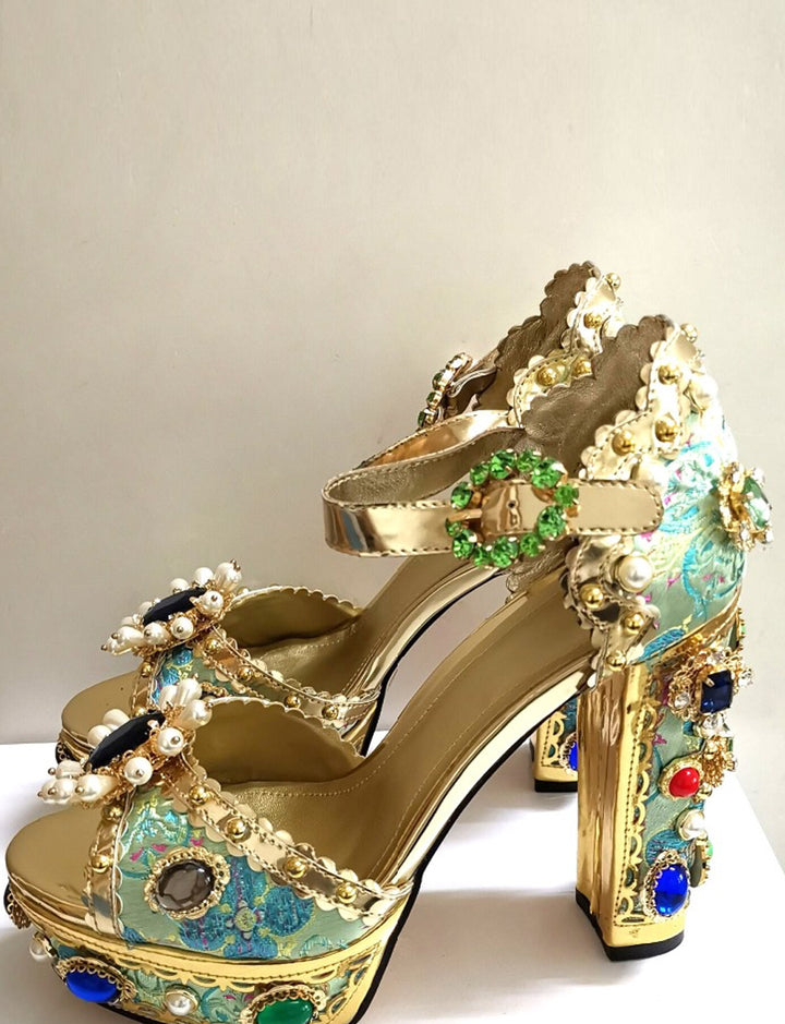 PALAIS Rhinestone-Embellished Block-Heels – ZCRAVE