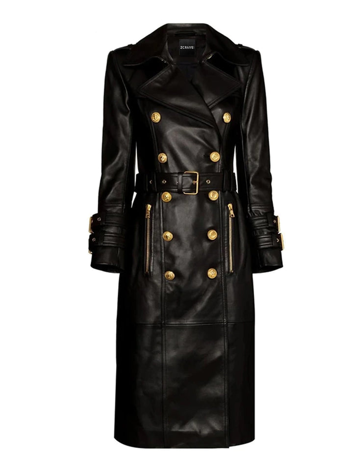 Double Breasted Leather Trench Coat – ZCRAVE