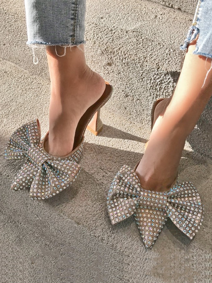 pointed toe heels with bow