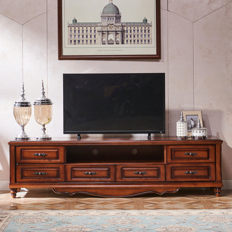 wood media console table