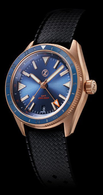 Zelos Horizons GMT Bronze Cobalt Blue - SeriousWatches.com