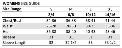 Free Country Ski Pants Size Chart