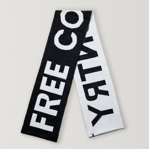 Women's Intarsia Logo Scarf - Black & White #color_black-white