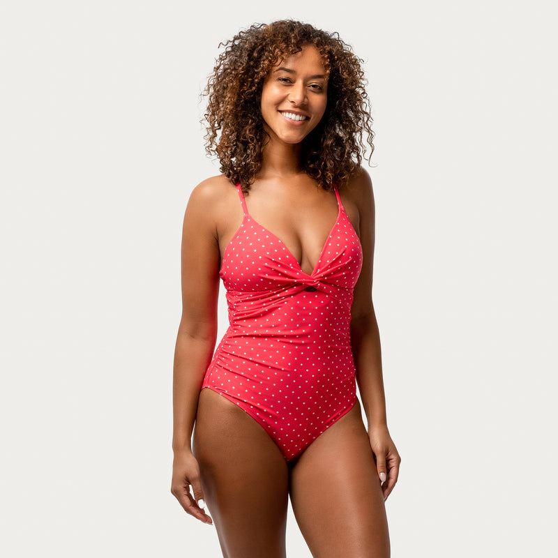 women's polka dot one piece swimsuit