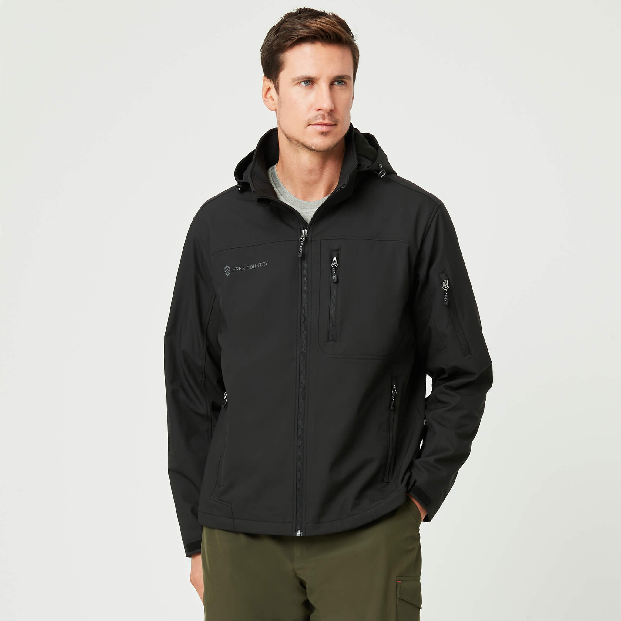 free country hooded water resistant lightweight softshell jacket