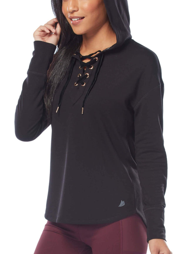 women's lace up sweatshirt