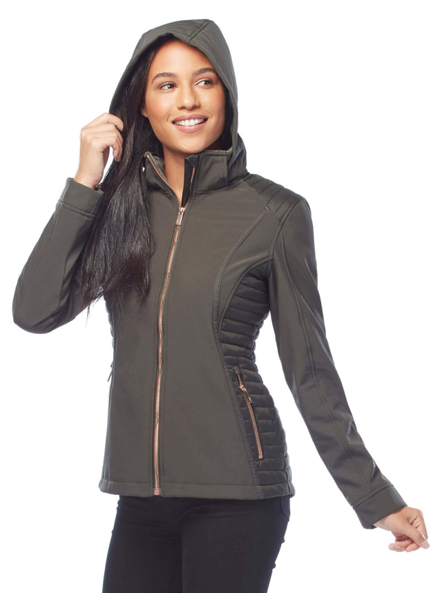 free country women's softshell jacket with detachable hood