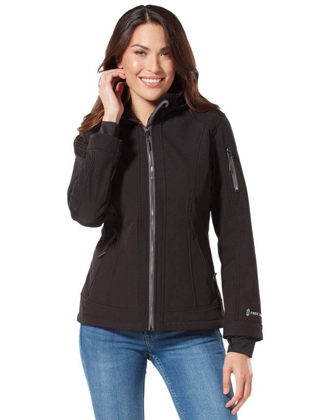 free country women's softshell jacket with detachable hood