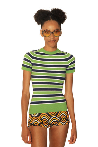Striped Lime Jelly Crew Neck T