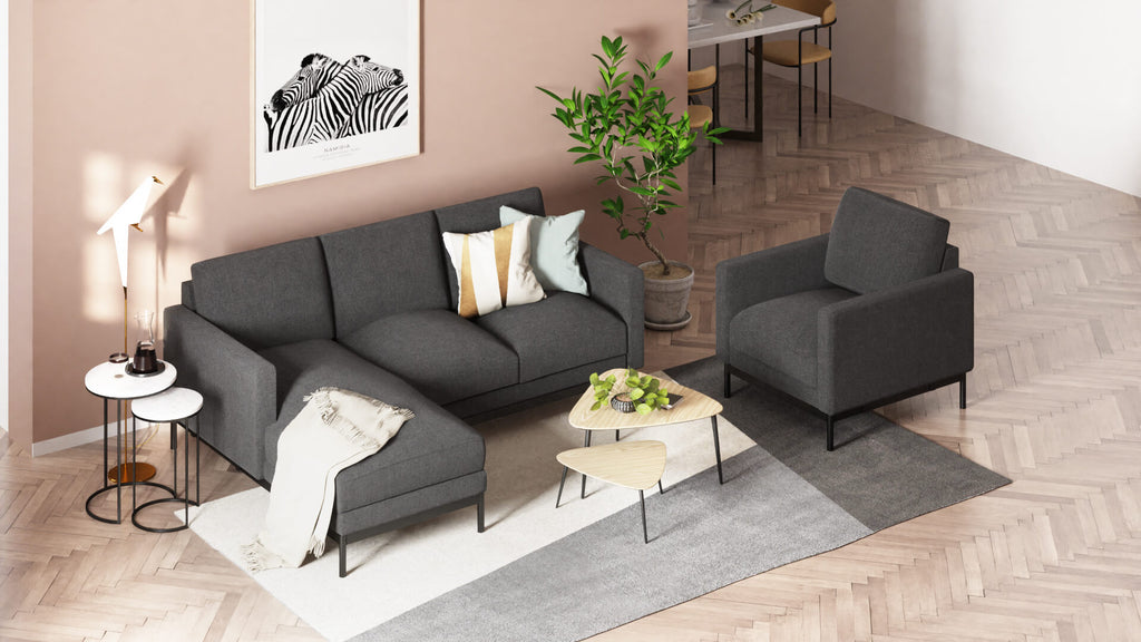 Logan modular sofa collection with armchair in dark grey