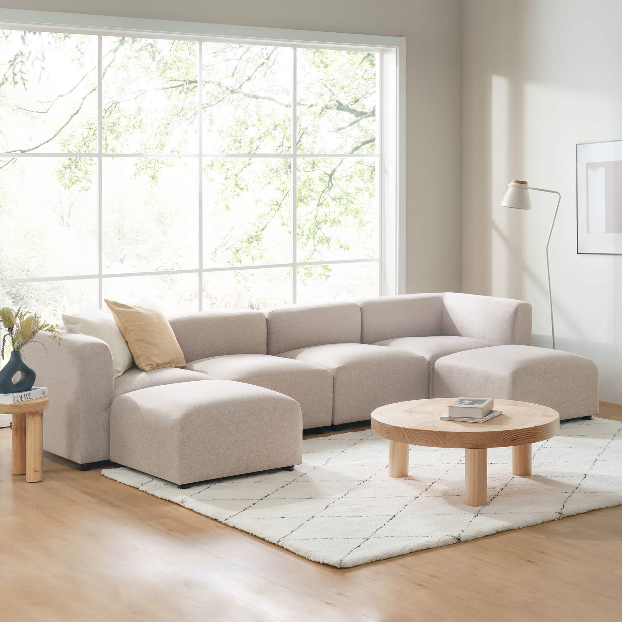 Luca Double Chaise Sectional Sofa Beige