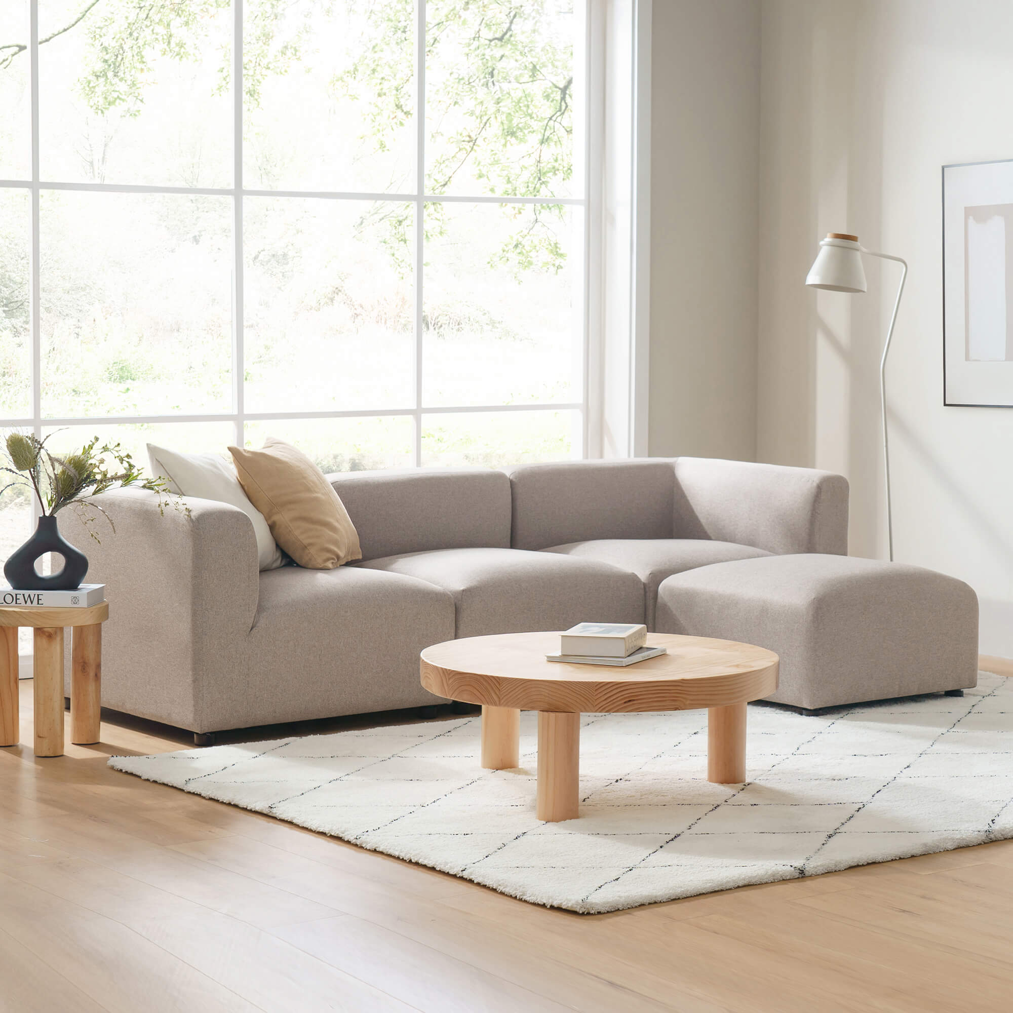 Luca Reversible Chaise Sectional Sofa Beige