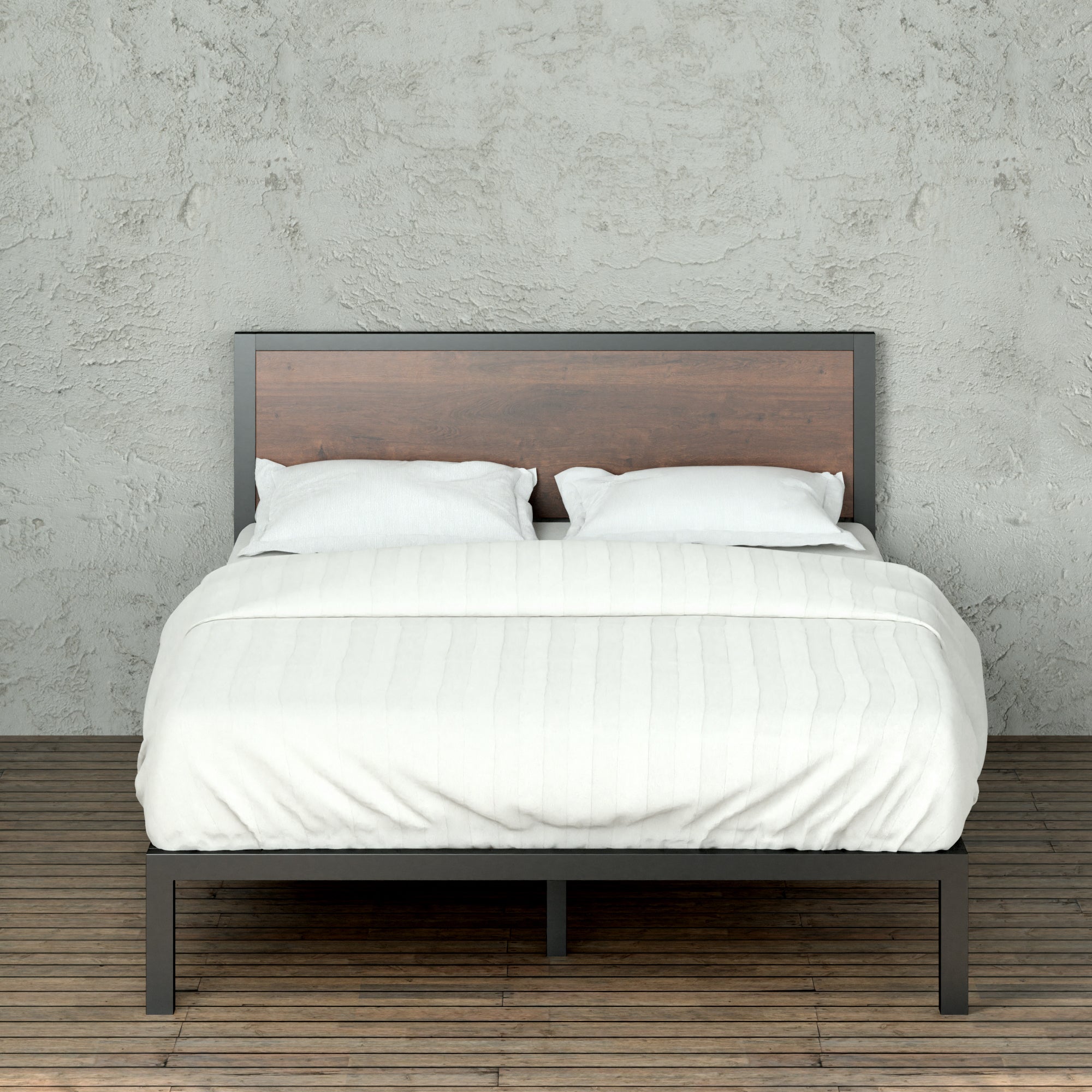 Mory Metal And Wood Platform Bed Frame Queen