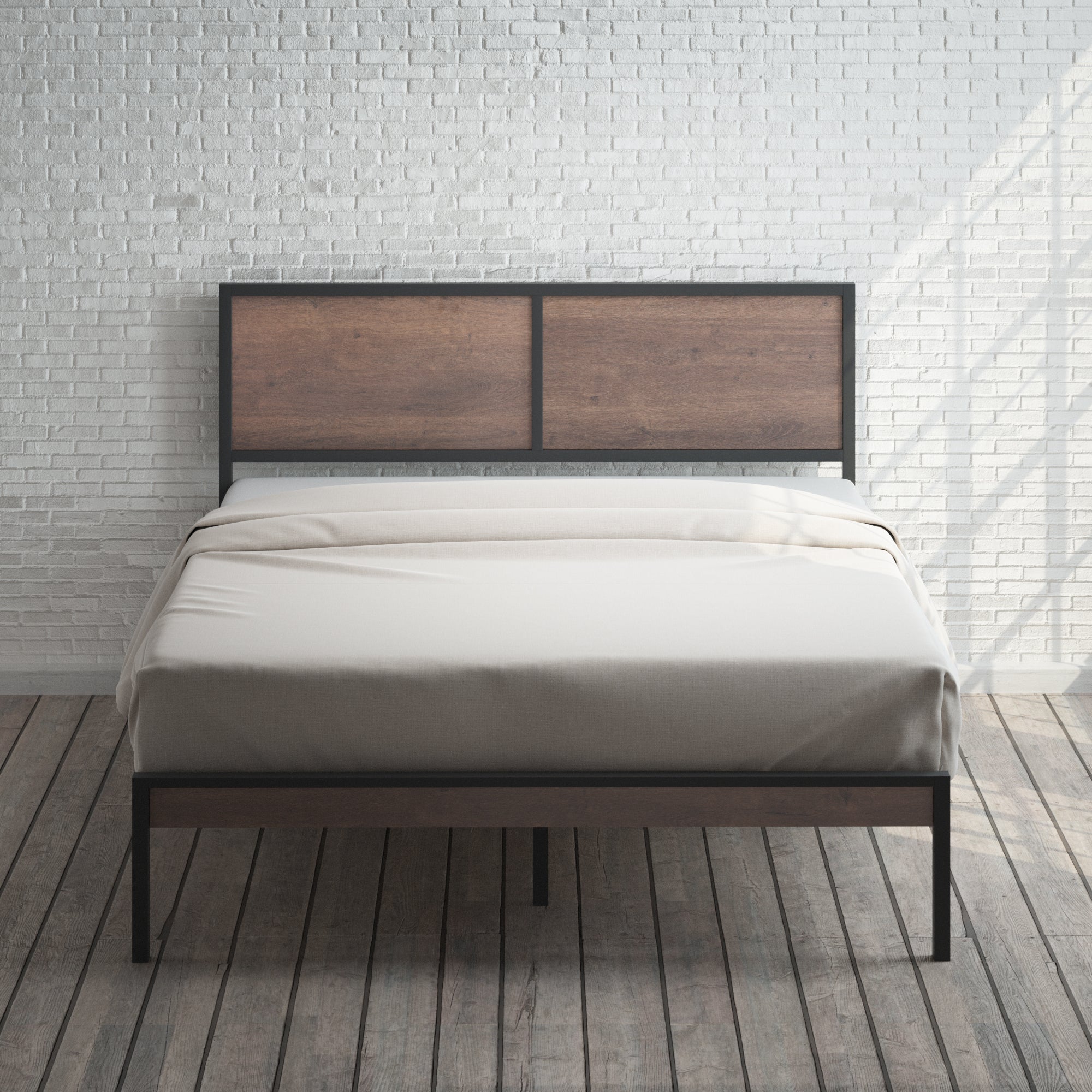 Mory Metal Platform Bed Frame With Split Headboard , Zinus King