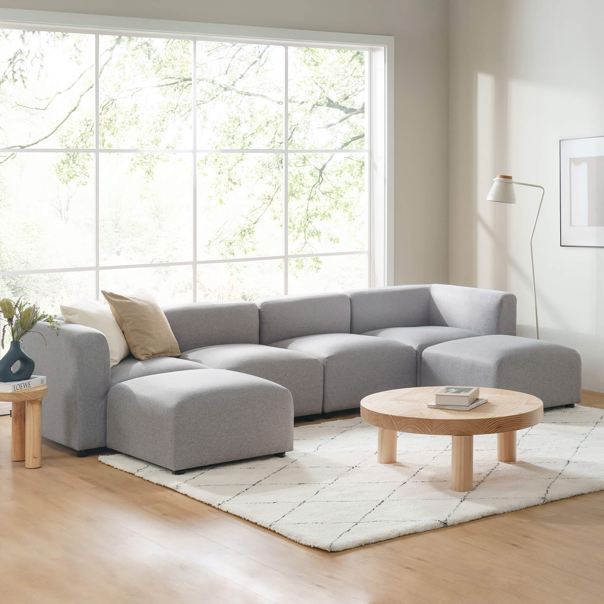 Luca Double Chaise Sectional Sofa Grey