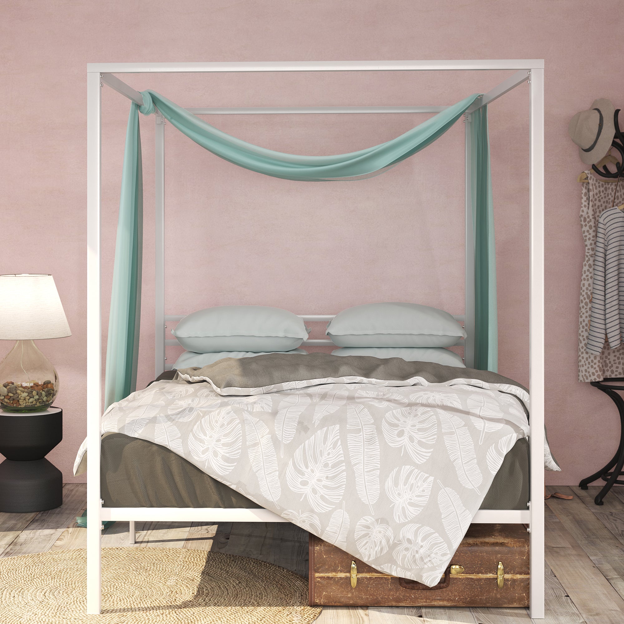 Patricia Canopy Platform Bed Frame , Zinus Full / White
