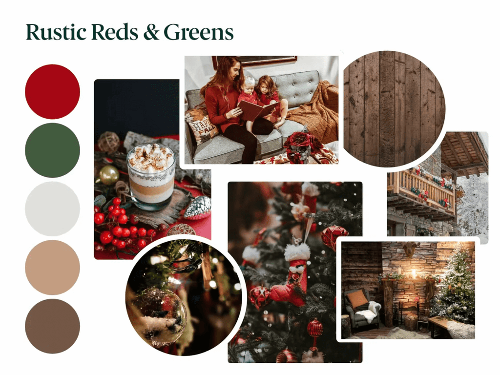 red and green holiday color palette