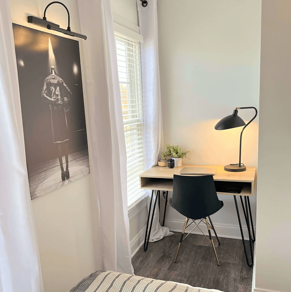 desk in small nook area