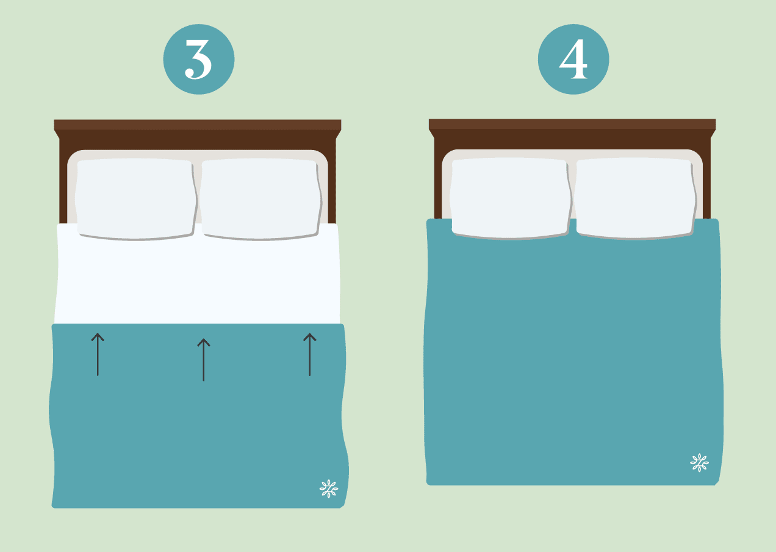 final steps for the traditional way of putting on a duvet