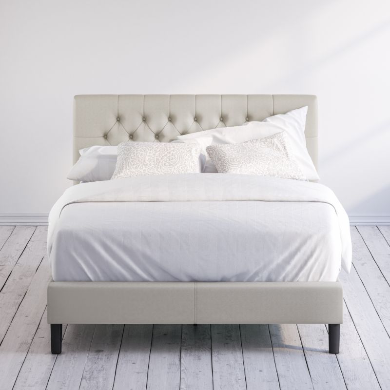 Misty Upholstered Platform Bed Frame , Zinus King / Dark Grey