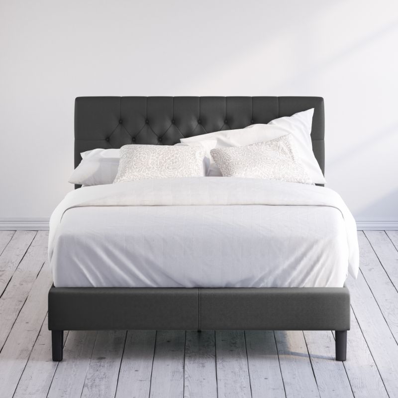 Misty Upholstered Platform Bed Frame , Zinus King / Dark Grey