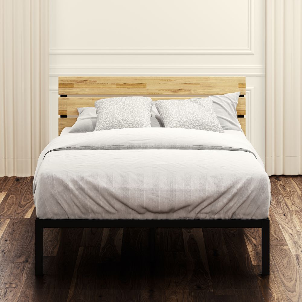 Paul Metal & Wood Platform Bed With Wood Slat Support , Zinus Full