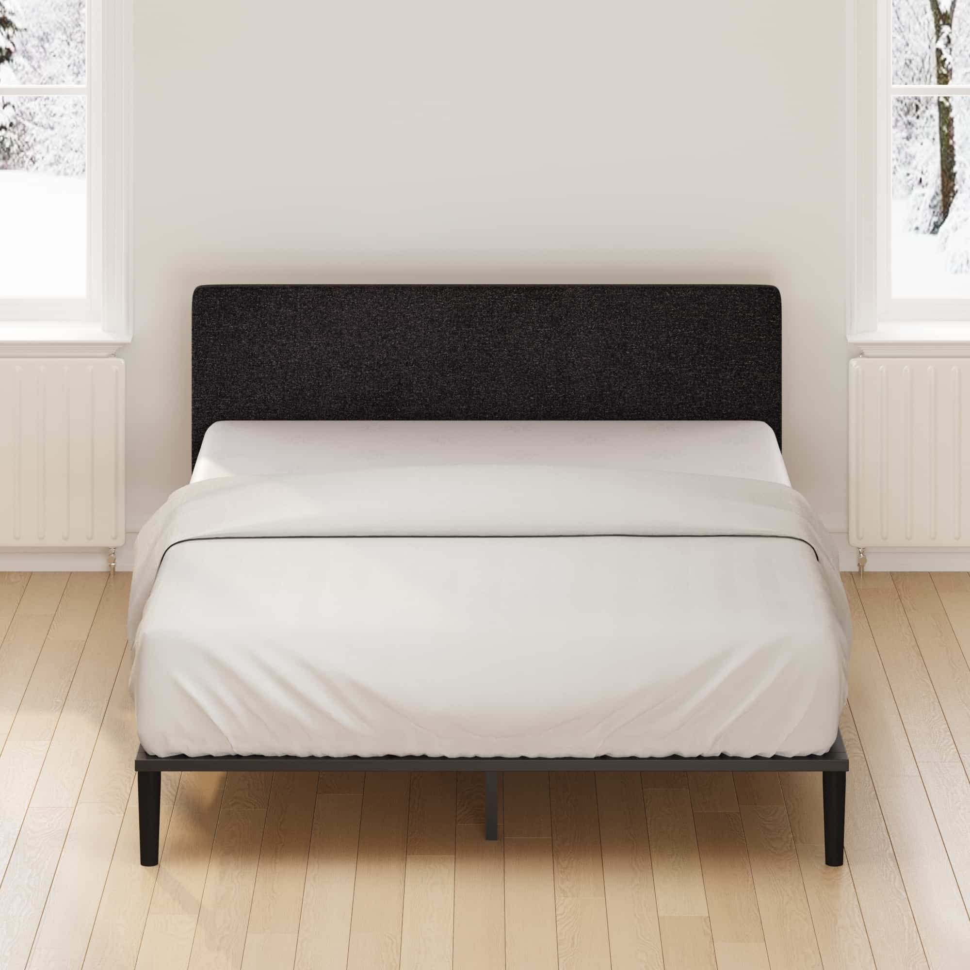 Parker Customizable Platform Bed Frame | Zinus Mid-Century / Charcoal Upholstered / Queen