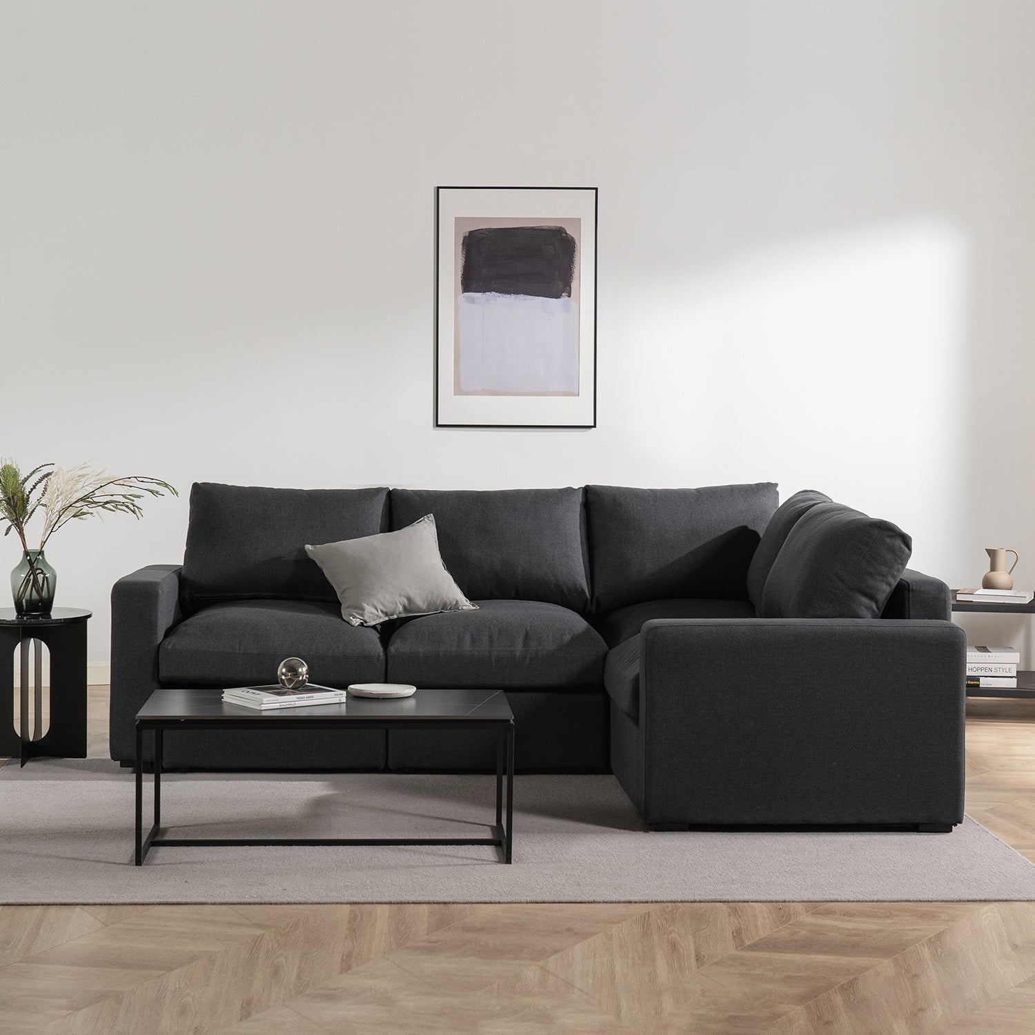 Jamison Reversible Corner Sectional Sofa Dark Grey