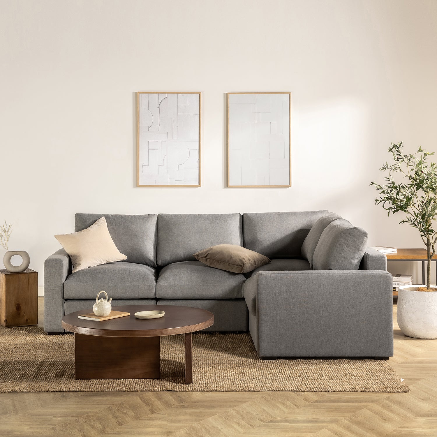Jamison Reversible Corner Sectional Sofa Light Grey