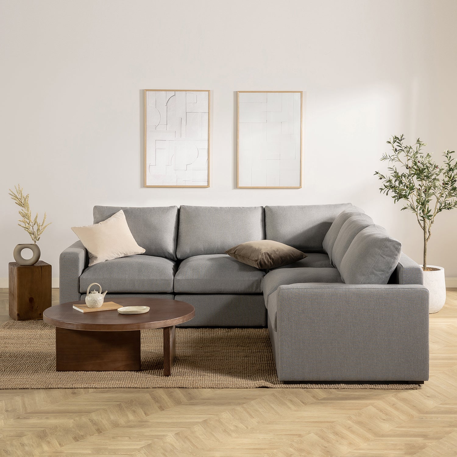 Jamison L-Shaped Sectional Sofa Light Grey