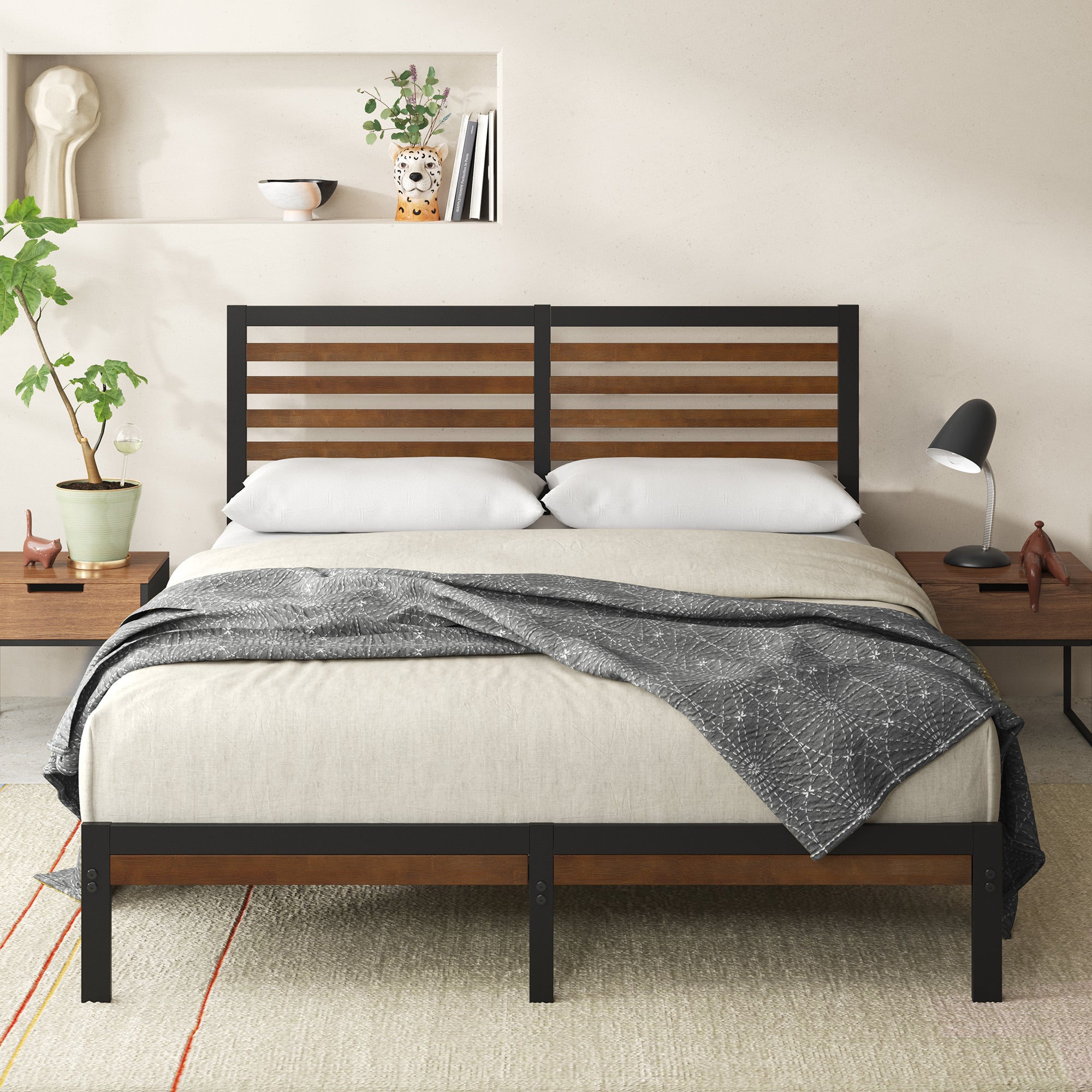 Kai Bamboo And Metal Platform Bed Frame , Zinus Full