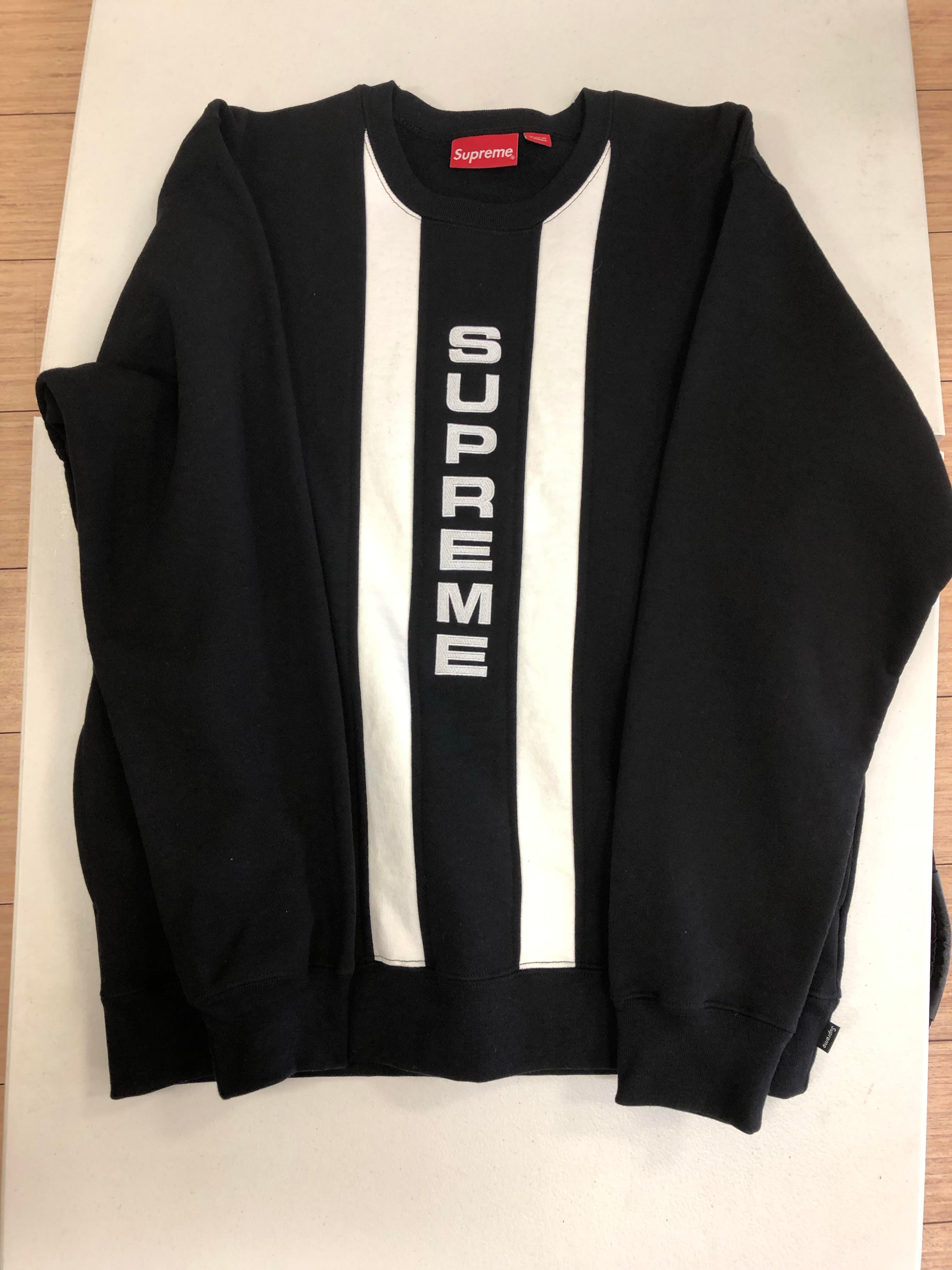 Supreme "Vertical Logo Panel Crewneck” Black