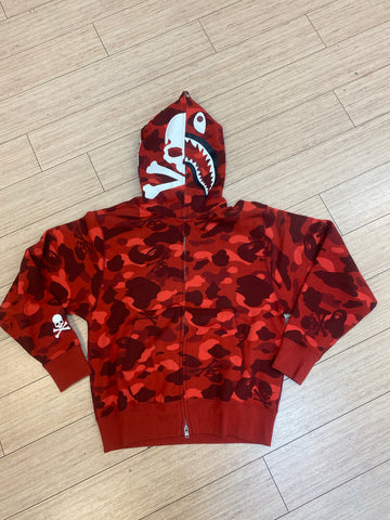 BAPE x MASTERMIND "RED CAMO" Shark Zip Up Hoodie