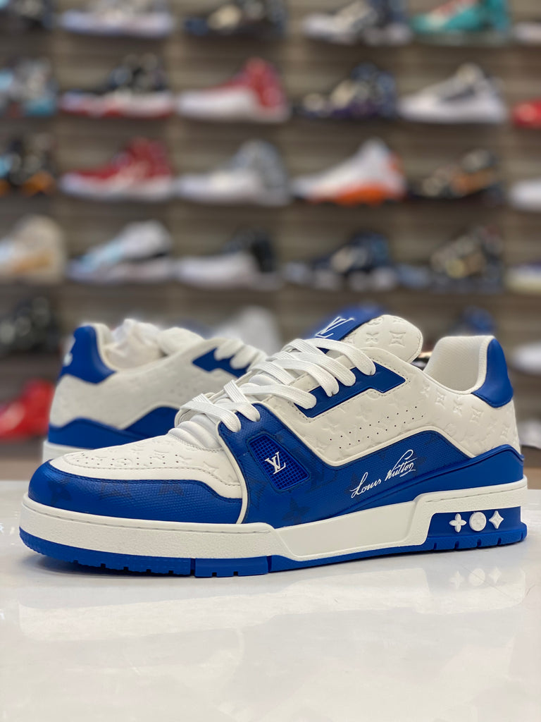 Pre-owned Lv Trainer White Ss21 In White/black/blue