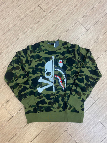 BAPE x MASTERMIND "GREEN CAMO" Shark Crewneck