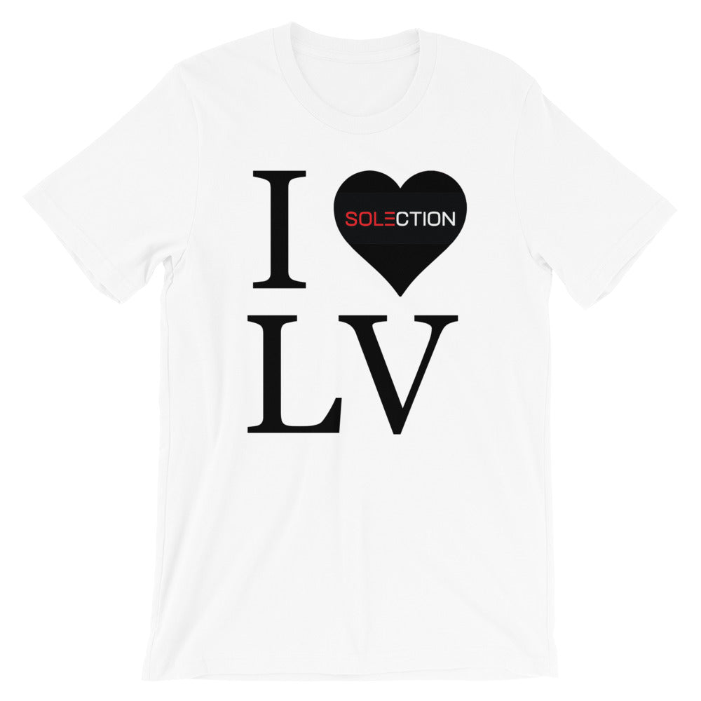 I Love LV Unisex Short Sleeve Jersey T-Shirt sporty Black Heart