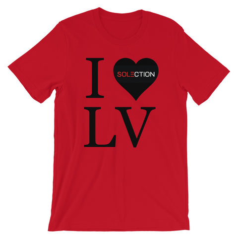 I Love LV Unisex Short Sleeve Jersey T-Shirt Black Heart