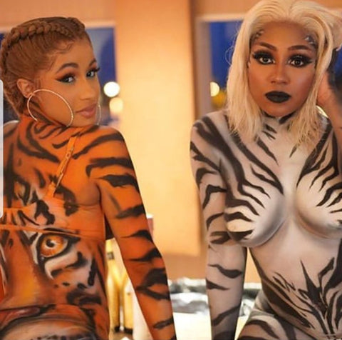 Cardi B and Yung Miami Airbrush Body Painted