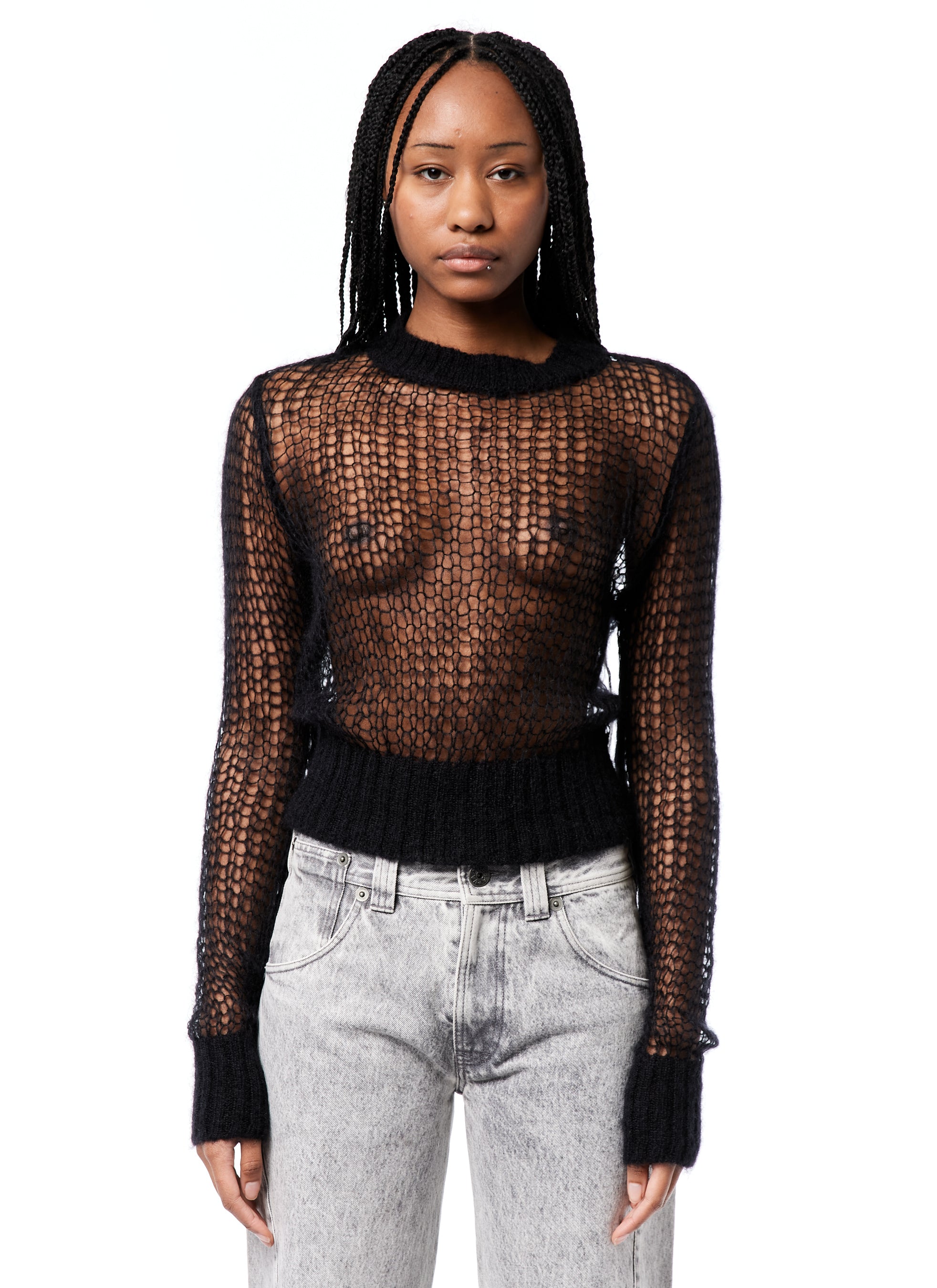 VAQUERA Bullet Bra Mesh Top in Black