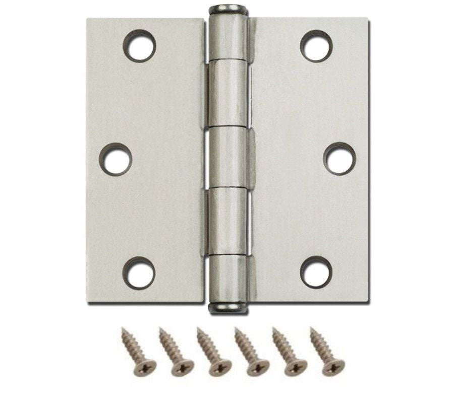 Straight Square Corner Door Hinge Brushed Satin Nickel 3.5"x3.5