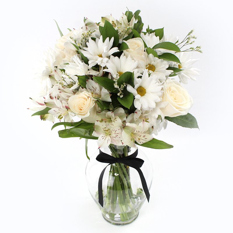 Gerberas Blancas en Jarrón - Flores A Domicilio