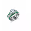 CRISLU EMERALD ENGAGEMENT RING SET FINISHED IN 18KT YELLOW GOLD - ICE