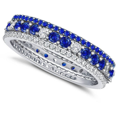 CRISLU Sapphire CZ and Clear Stunning Stacks Ring Set– ICE