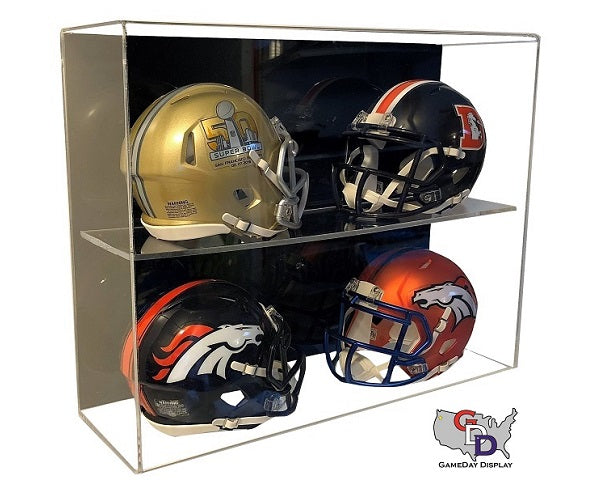Acrylic Wall Mount Football Vertical Double Mini Helmet Display Case Gameday Display