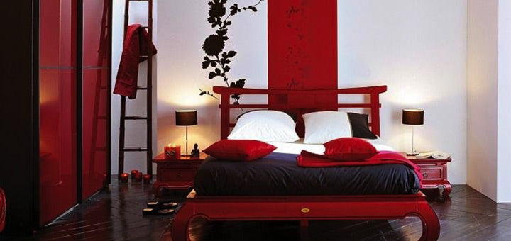 cama roja oriental