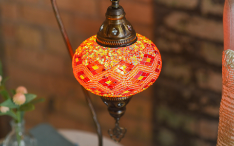 Turkish Mosaic Lamp in Reds