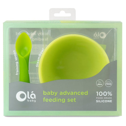 Olababy Training Fork, Training Spoon, Suction Bowl(Lemon) and Suction  Plate(Kiwi) Bundle