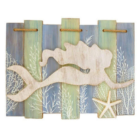 Mermaid Kisses & Starfish Wishes - Hanging Decorative Wood Sign