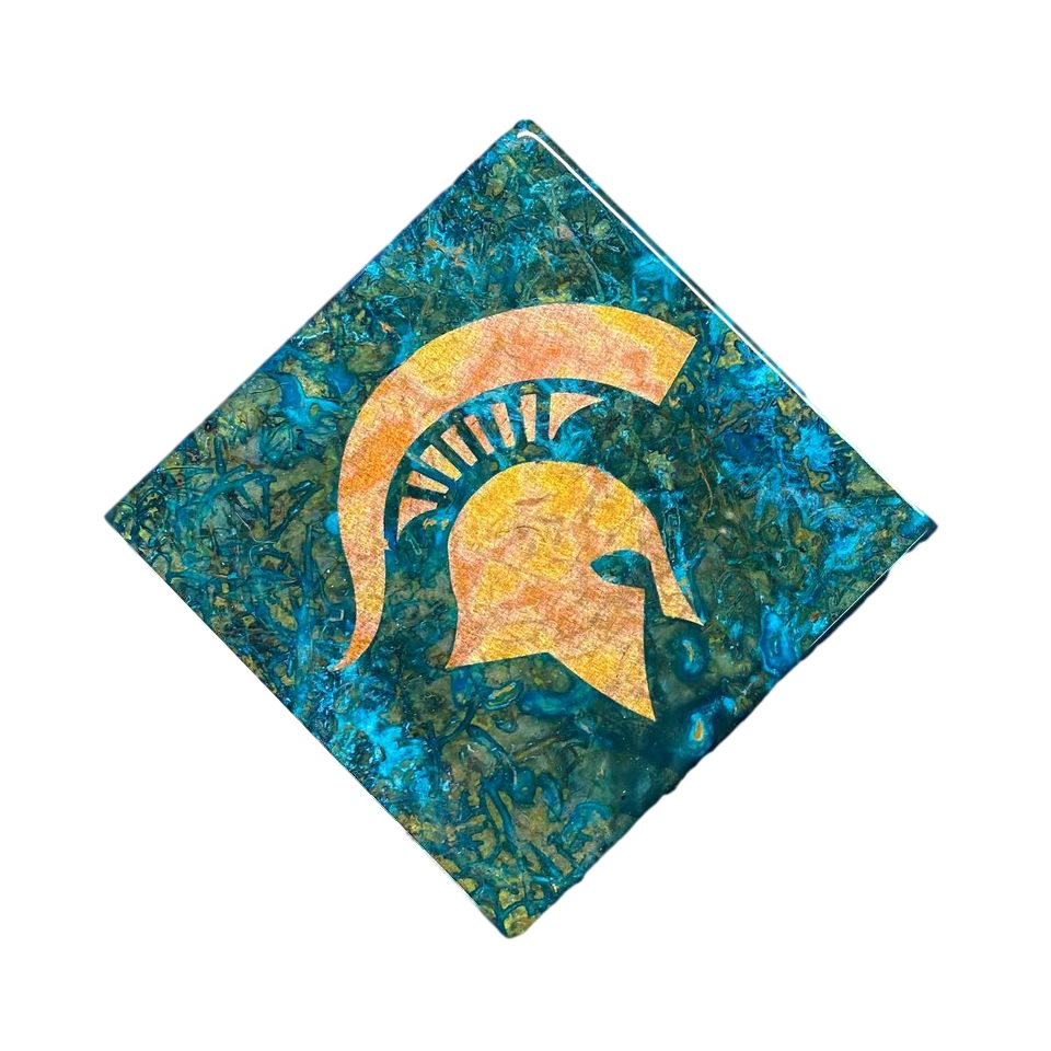 Msu Spartan Helmet Copper Slate Coaster Heart Of Michigan